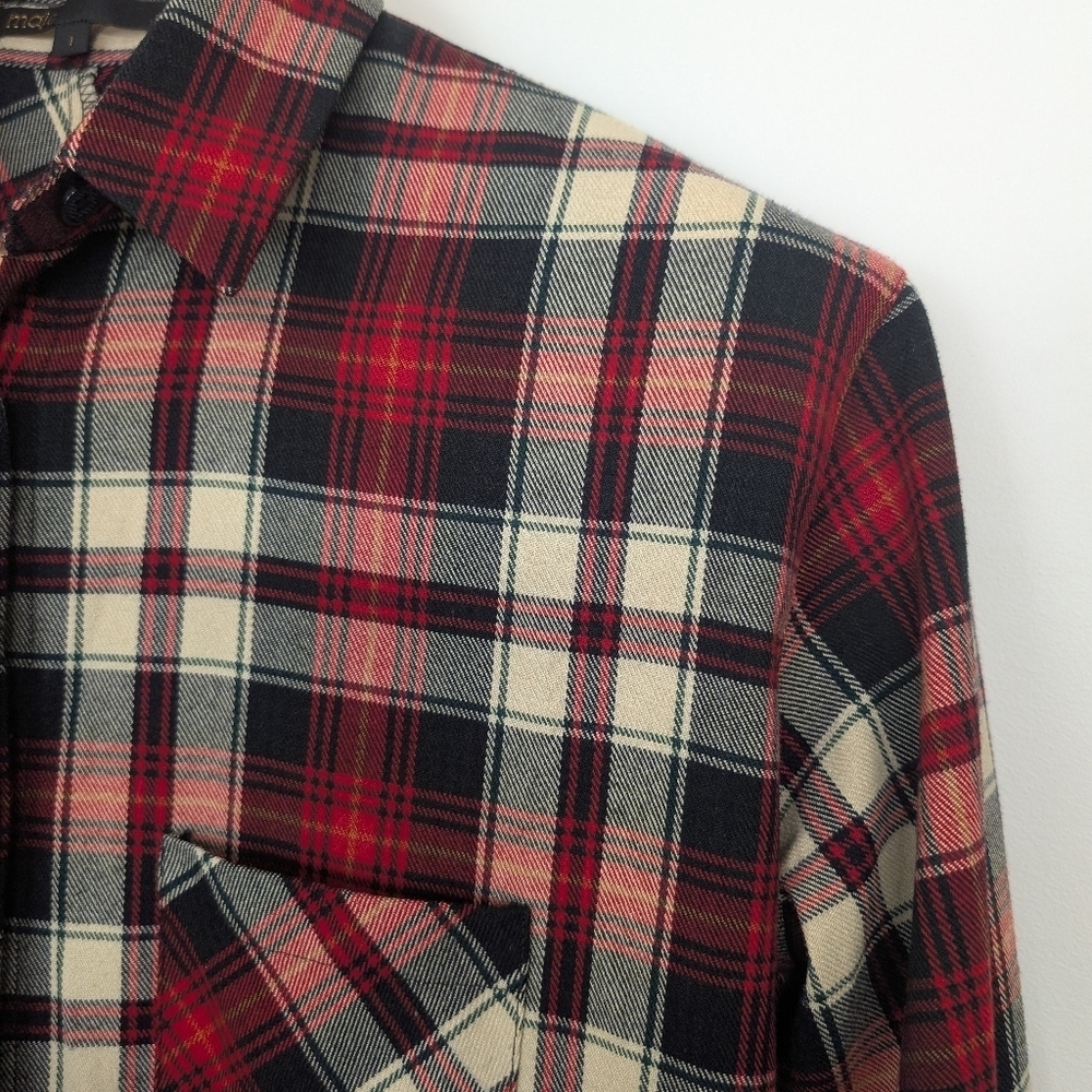 MAJE PLAID SHIRT DRESS SIZE 1 - Picture 4 of 9